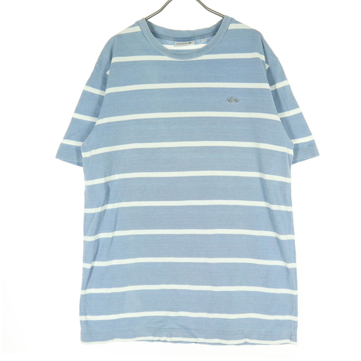 LACOSTE ラコステ ボーダー柄 半袖 クルーネック Tシャツ 5 ライトブルー