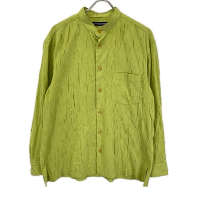 イッセイミヤケメン 16SS ME61FJ036 ライトグリーン シワ加工 ノーカラー 長袖シャツ 3