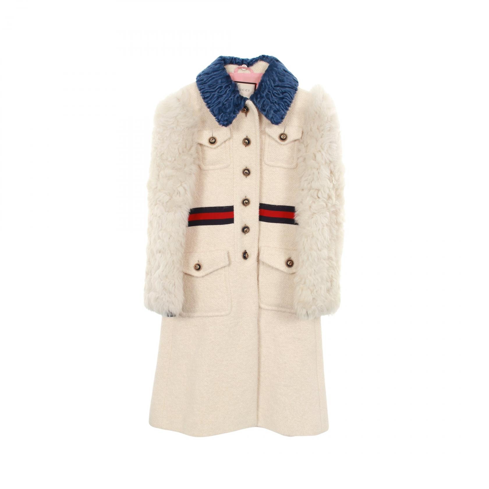 グッチ GUCCI GGボタン 衣料品 アウター コットン / モヘヤ / アルパカ レディース ホワイト系 / ブルー系 438459 【中古】