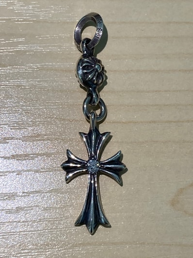 Chrome Hearts 1 Ball Tiny CH Cross 1 Diamond Pendant Silver 925 "Silver"