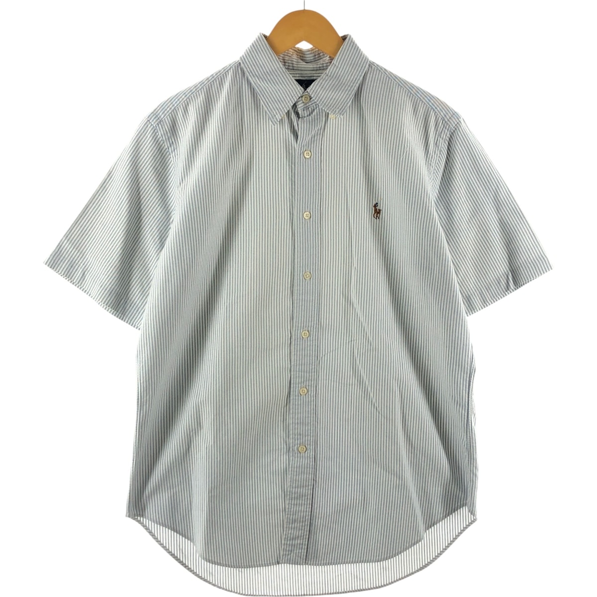 古着 ラルフローレン Ralph Lauren CLASSIC FIT 半袖 ボタンダウン ストライプシャツ メンズM相当/eaa533695