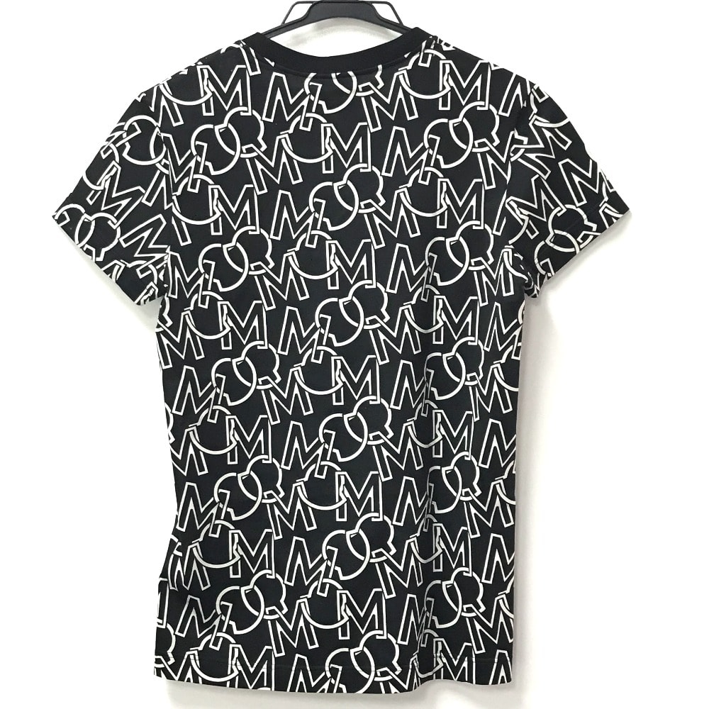 モンクレール MONCLER T-SHIRT GIROCOLLO SS T-SHIRT 総柄 ロゴ アパレル 半袖 トップス 半袖Tシャツ コットン ブラック 美品