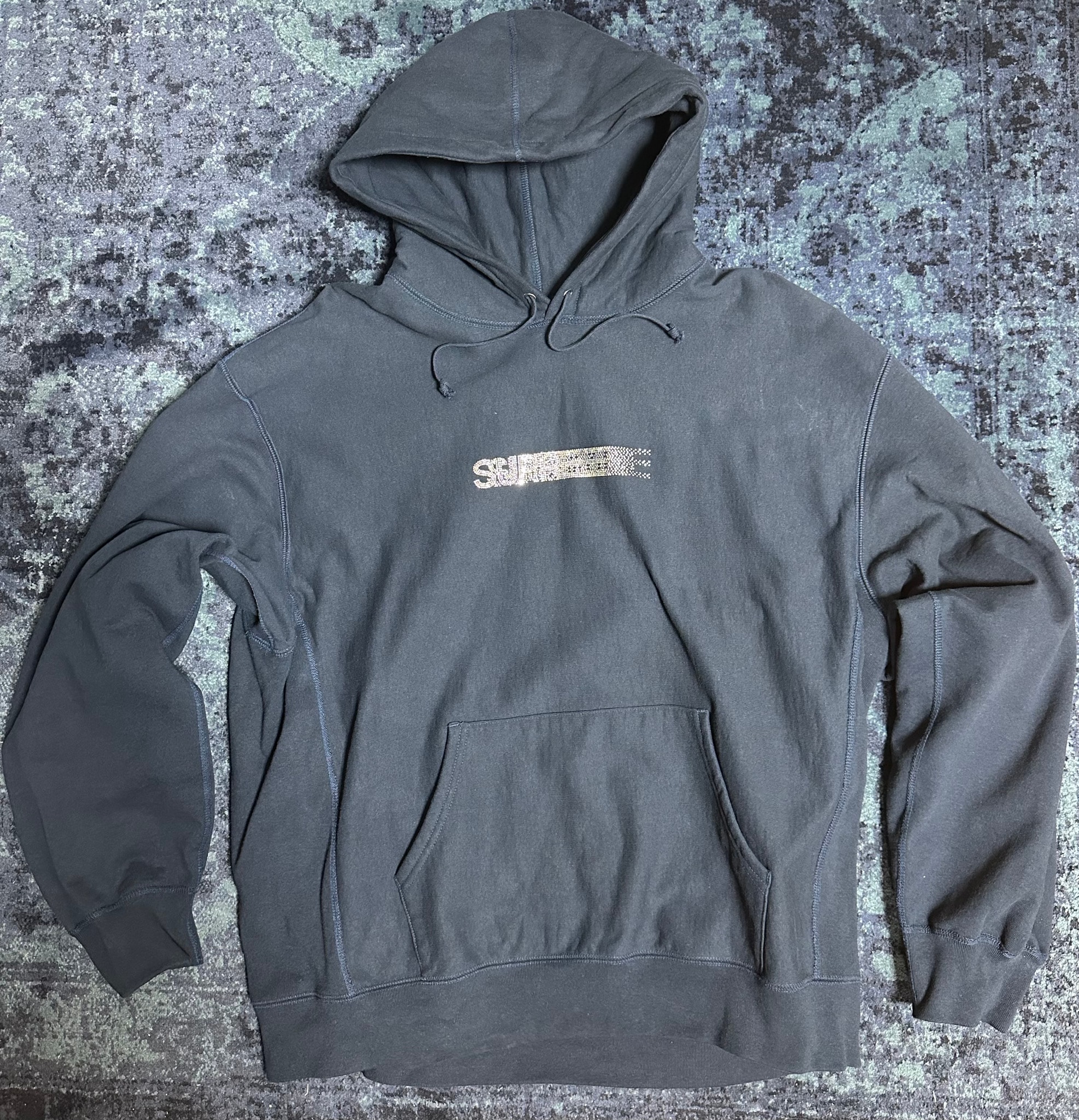 Supreme x Swarovski Motion Logo Hooded Sweatshirt "Navy"