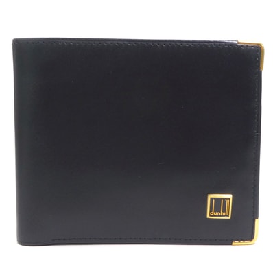 ダンヒル Dunhill 二つ折り財布 レザー ブラック メンズ【中古】 56406a