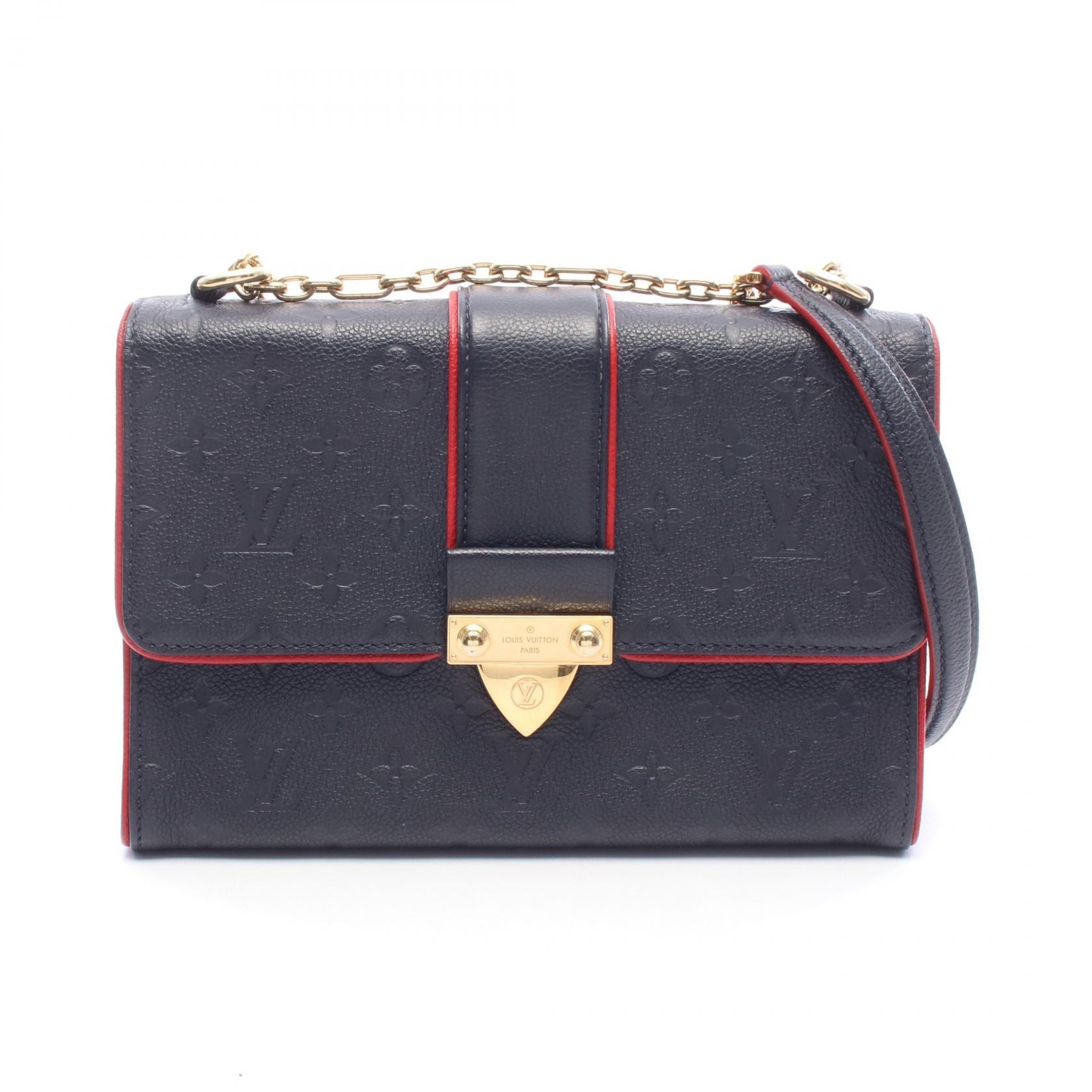 ルイ・ヴィトン LOUIS VUITTON サンシュルピスPM ショルダーバッグ バッグ レザー モノグラム・アンプラント マリーヌルージュ レディース ネイビー系 / レッド系 M43394 【中古】