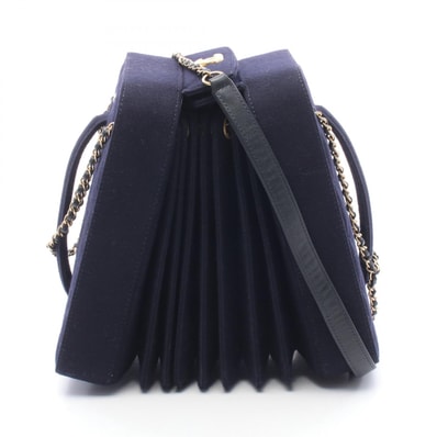 シャネル CHANEL アコーディオン ショルダーバッグ バッグ ウール レディース ネイビー系 【中古】