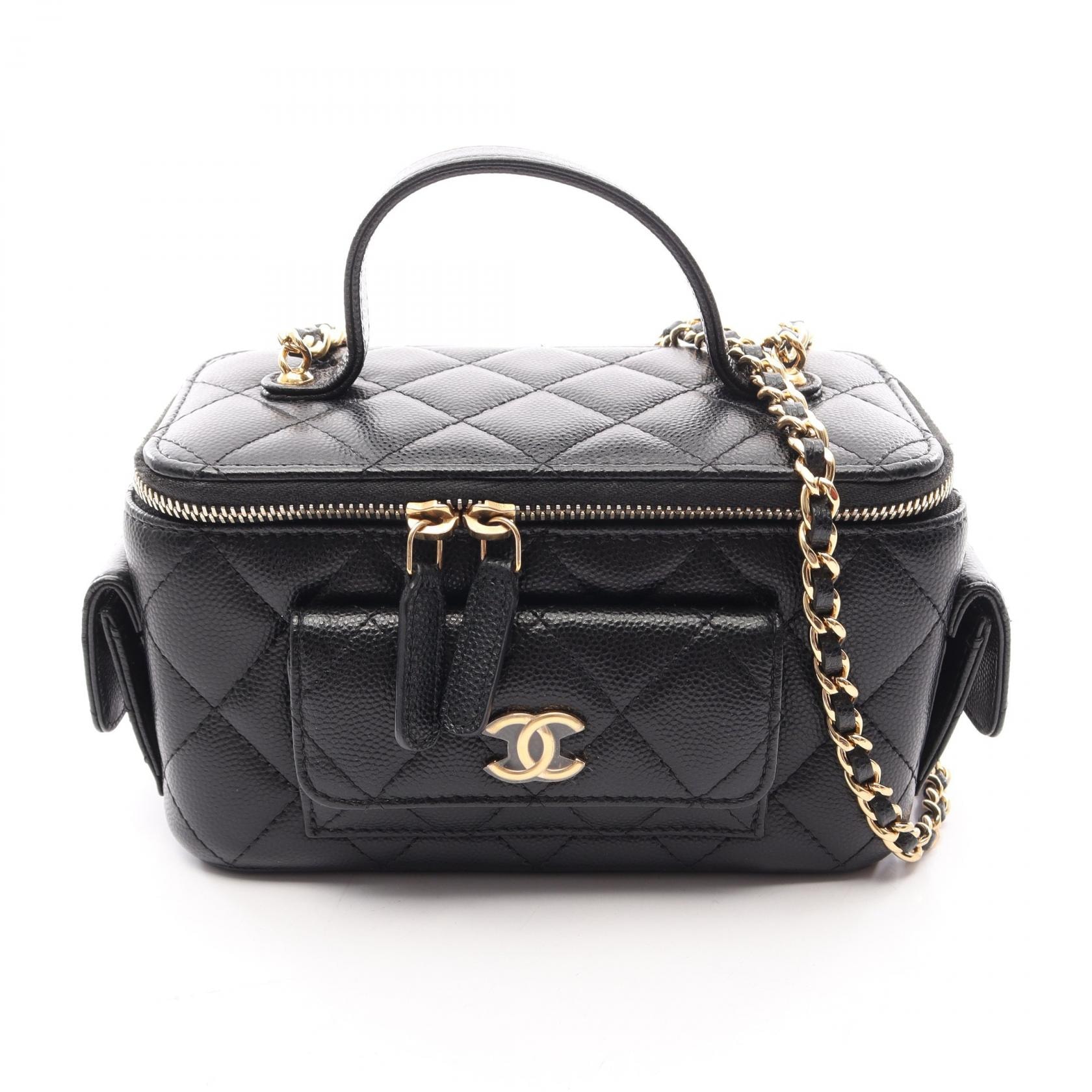 シャネル CHANEL マトラッセ バニティバッグ 2WAY ショルダーバッグ バッグ キャビアスキン(グレインドカーフ) レディース ブラック系 AP3017 【中古】