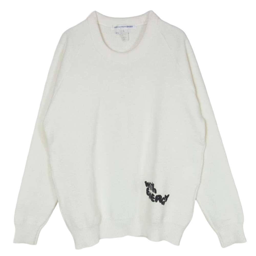 COMME des GARCONS コムデギャルソン ニット S27525 SHIRT シャツ Charles Kirk クルーネック アクリル ニット セーター オフホワイト系 L【中古】