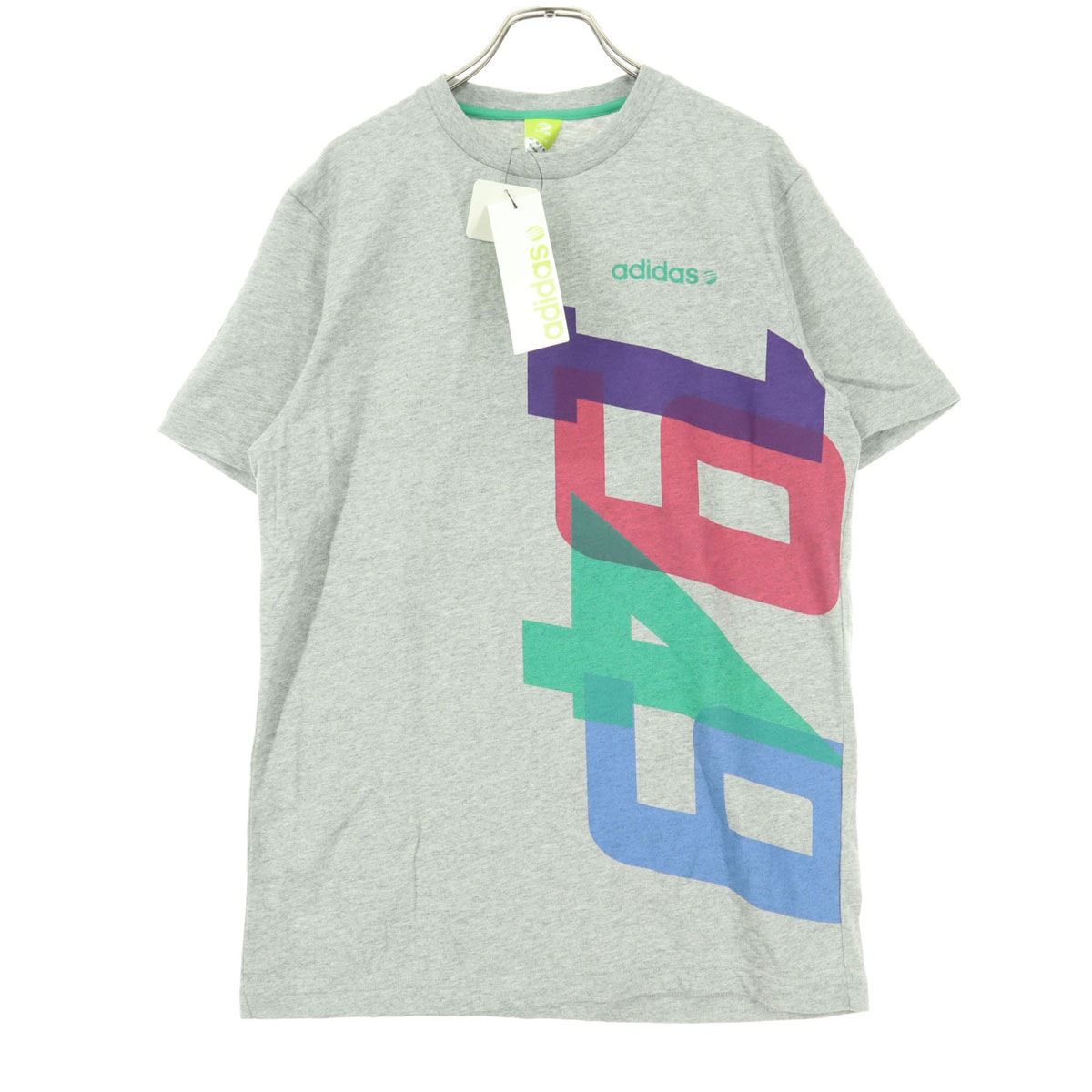 未使用 adidas NEO アディダスネオ コットン フロントプリント 半袖 Tシャツ L グレー