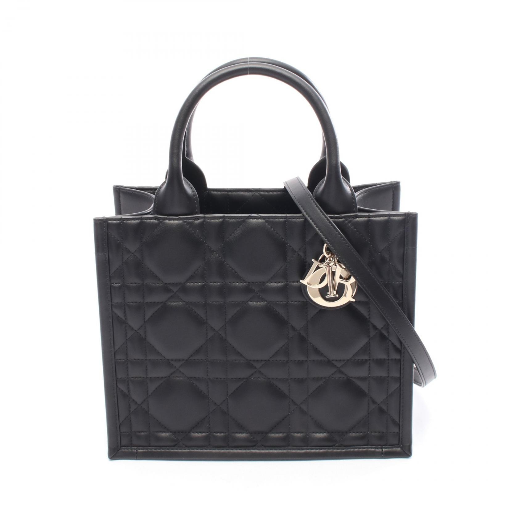 ディオール Dior BOOK TOTE ブックトート スモール トートバッグ バッグ レザー レディース ブラック系 M1325OWHP_M900 【中古】