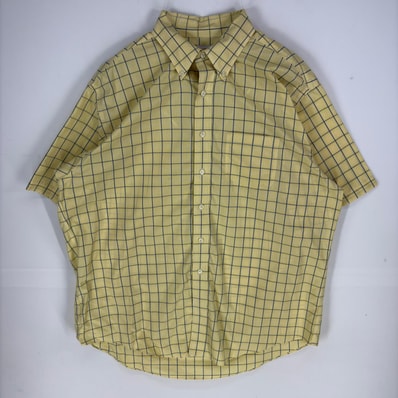古着 ブルックスブラザーズ Brooks Brothers 半袖シャツ ボタンダウン 346 胸ポケット 大きいサイズ XL イエロー系 チェック メンズ