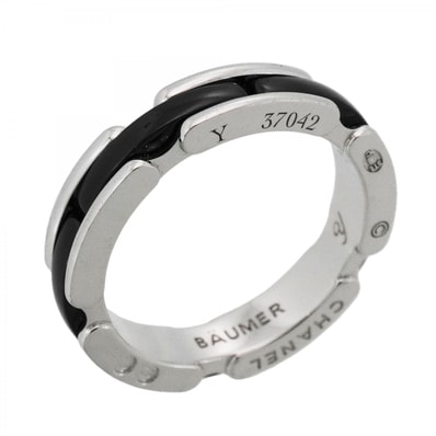【6jdb0394】シャネル リング ウルトラコレクション K18WG ホワイトゴールド セラミック ブラック #52【中古】レディース