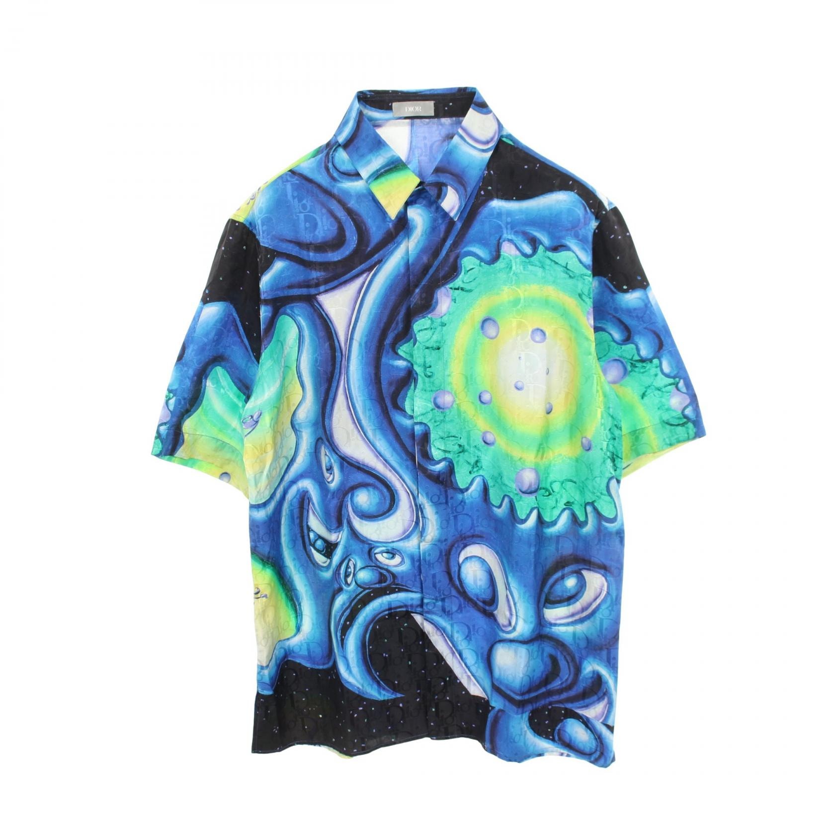 ディオール Dior DIOR × KENNY SCHARF 半袖 衣料品 トップス シルク コットン メンズ ブルー系 / グリーン系 / ブラック系 【中古】