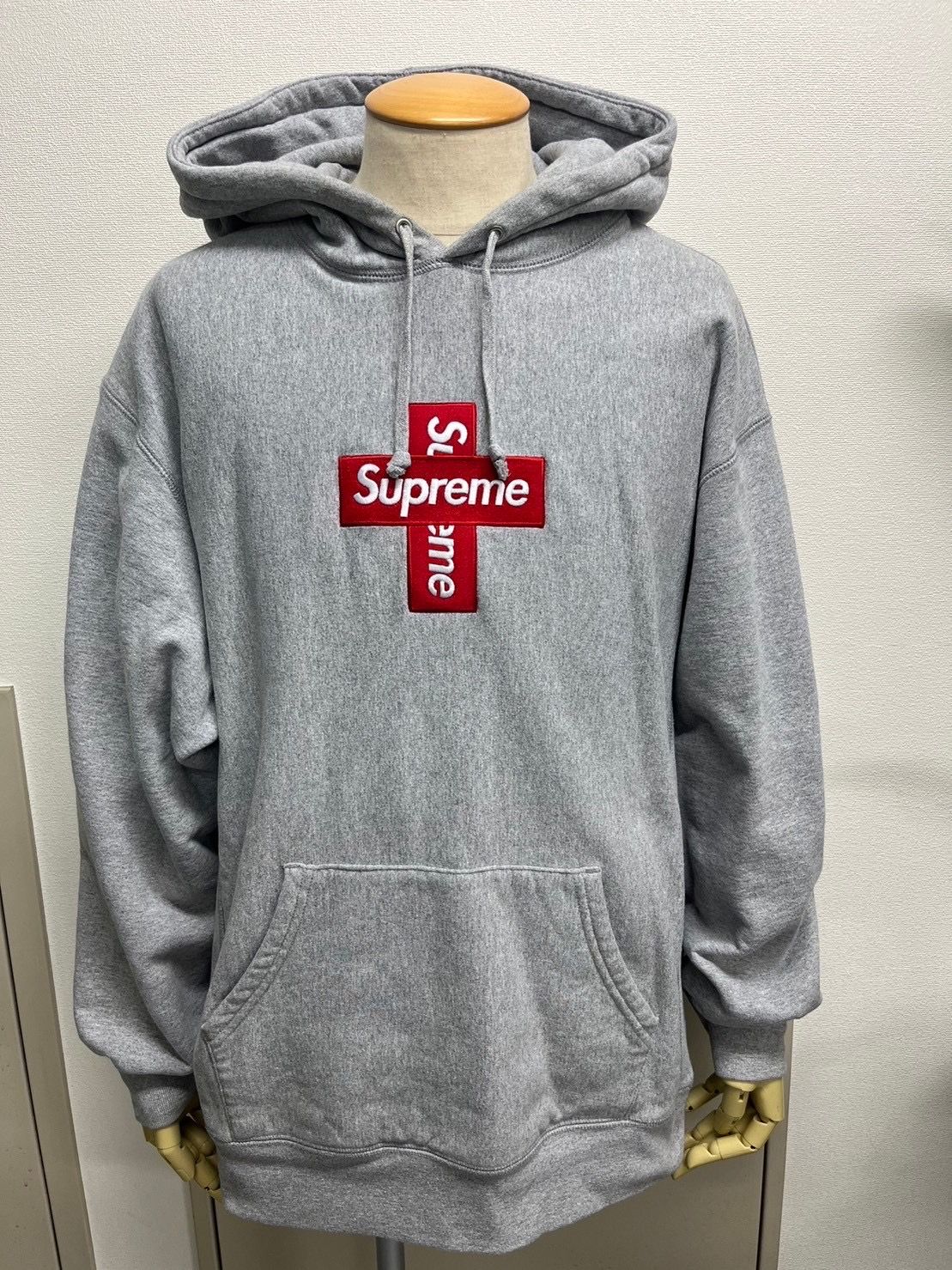 Supreme Cross Box Logo Hooded Sweatshirt "Grey"