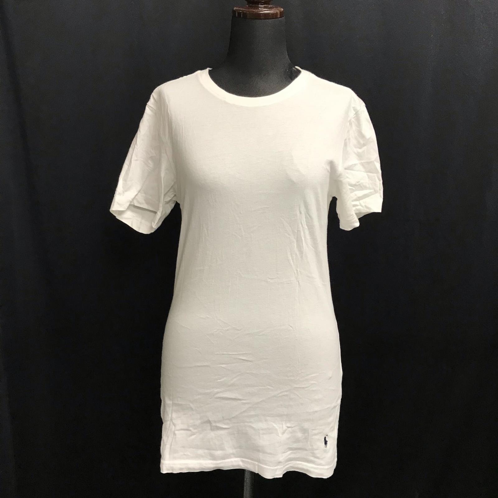 POLO RALPH LAUREN/ラルフローレン★ロング丈/半袖Tシャツ【レディースS/白/white】裾にロゴ刺繍/Tops◆BJ102-a