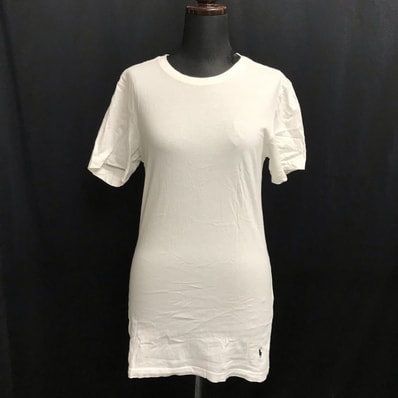 POLO RALPH LAUREN/ラルフローレン★ロング丈/半袖Tシャツ【レディースS/白/white】裾にロゴ刺繍/Tops◆BJ102-a