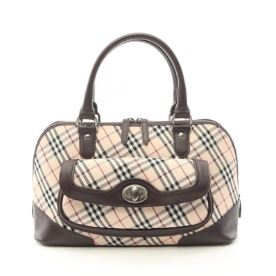 バーバリー BURBERRY ノバチェック ハンドバッグ バッグ キャンバス レザー レディース ベージュ系 / ブラウン系 / マルチカラー 【中古】