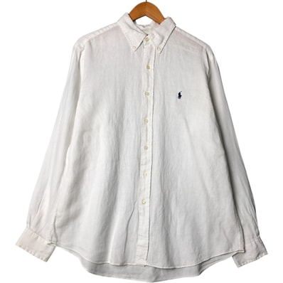 古着 ラルフローレン Ralph Lauren CLASSIC FIT 長袖 リネン ボタンダウンシャツ メンズL相当/eaa576747