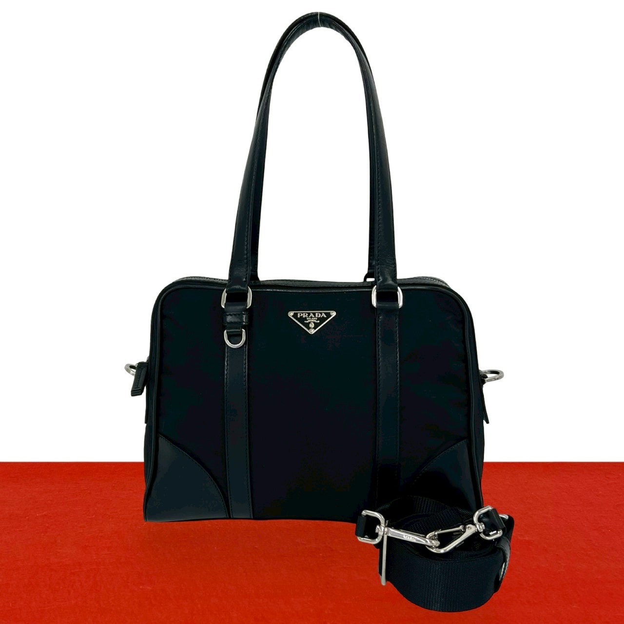 PRADA プラダ ショルダーバッグ ナイロン 三角ロゴ B (目立った傷や汚れなし)】PRADA プラダ 三角ロゴ 金具 2way ナイロン