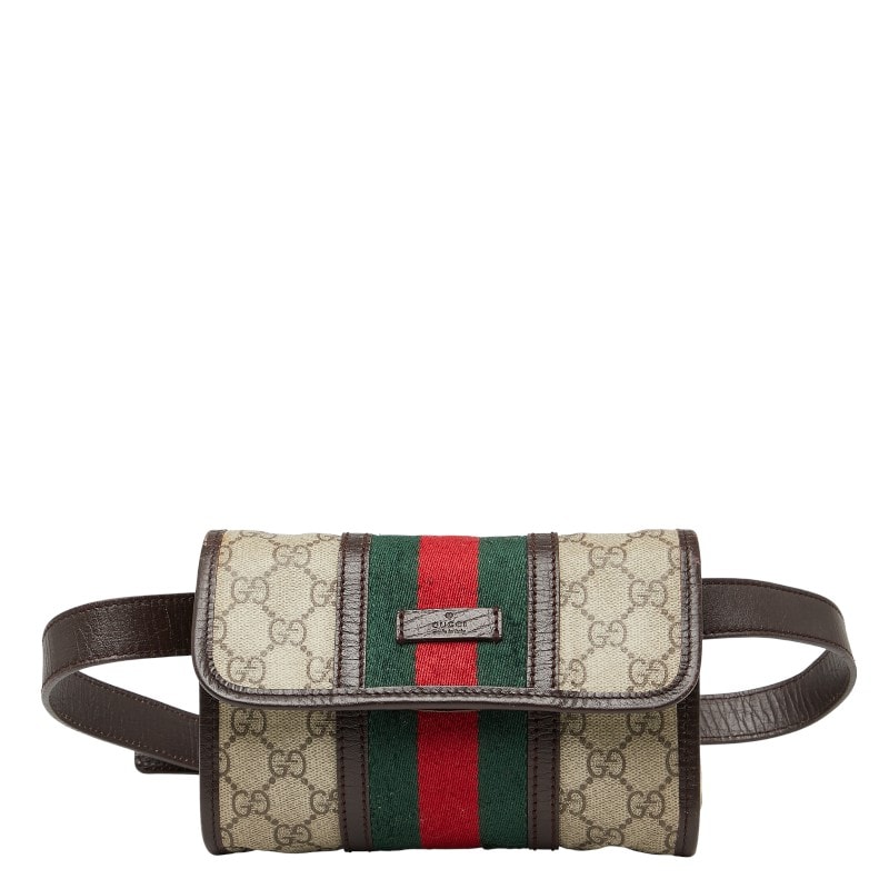 グッチ シェリーライン GGスプリーム ボディバッグ ウエストバッグ 152597 ベージュ マルチカラー PVC レザー レディース GUCCI 中古
