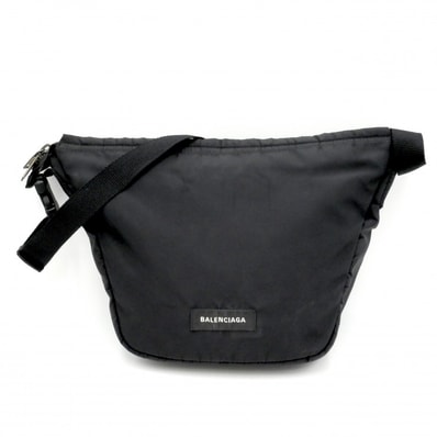 BALENCIAGA(バレンシアガ)ウィール スリングバッグ ショルダーバッグ ブラック ナイロン ロゴパッチ クロスボディ メンズ レディース 620884【中古】