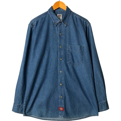 古着 ディッキーズ Dickies 長袖 ボタンダウンデニムシャツ メンズM相当/eaa580712