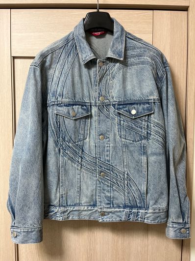 Supreme S Logo Denim Trucker Jacket "Washed Blue"