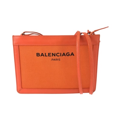 BALENCIAGA バレンシアガ オレンジ シルバー金具 レザー キャンバス/ ショルダーバッグ ポシェット 1-0294294 【中古】