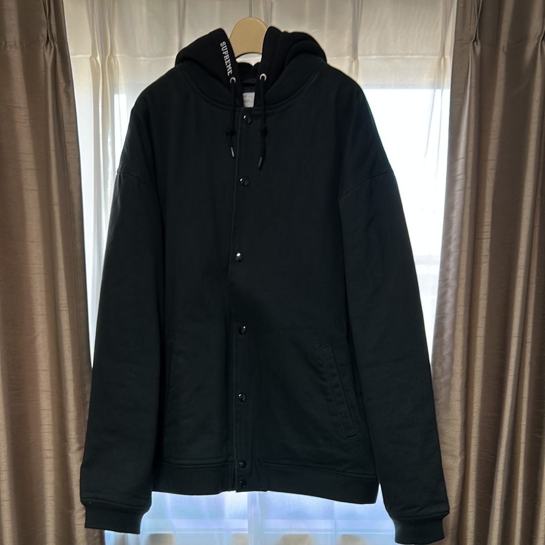 Supreme Hooded Twill Varsity Jacket "Black"