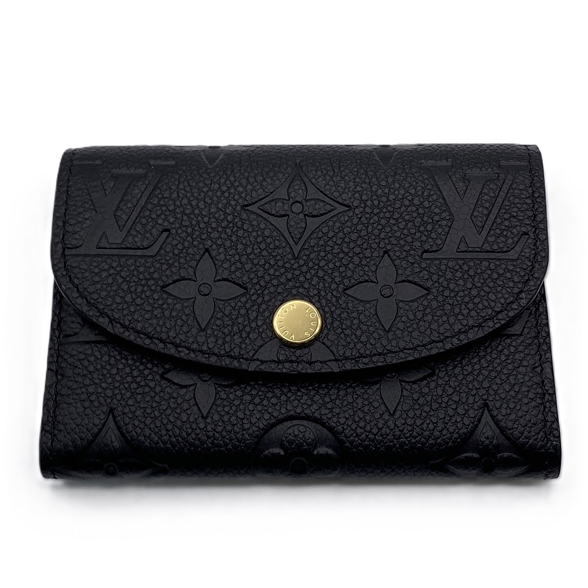 LOUIS VUITTON ルイ・ヴィトン ポルトモネ・ロザリ 二つ折り財布 M81455 モノグラムアンプラント ブラック ゴールド金具  レディース【中古】