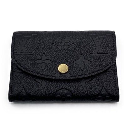 LOUIS VUITTON ルイ・ヴィトン ポルトモネ・ロザリ 二つ折り財布 M81455 モノグラムアンプラント ブラック ゴールド金具 レディース【中古】