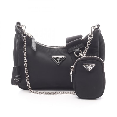 プラダ PRADA Re-Edition 2005 2WAY ショルダーバッグ バッグ ナイロン サフィアーノレザー レディース ブラック系 【中古】