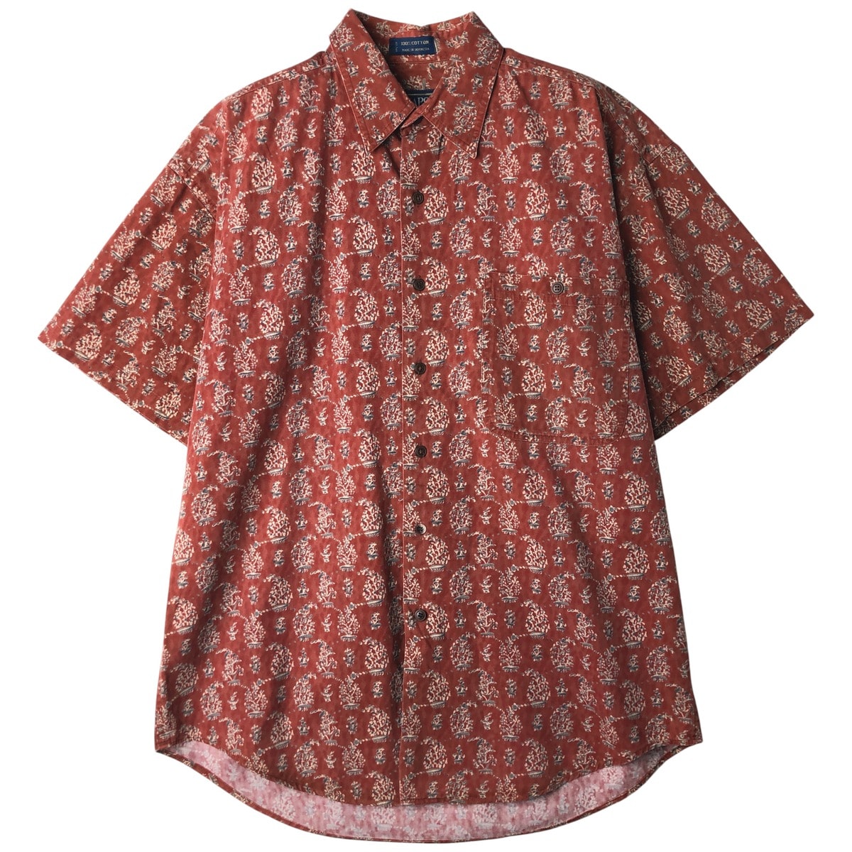 古着 80年代 ラルフローレン Ralph Lauren CHAPS チャップス 総柄 半袖 ボタンダウン チェックシャツ メンズM相当 ヴィンテージ/eaa611043