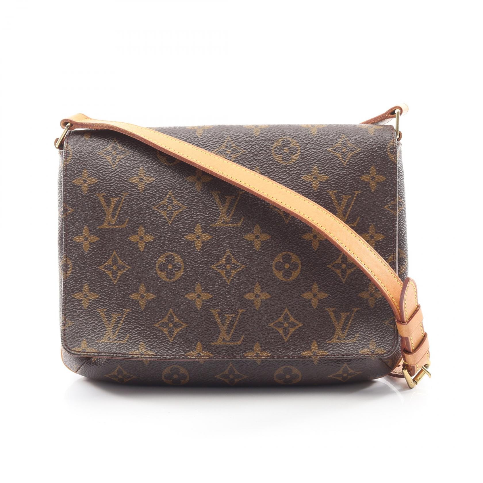 ルイ・ヴィトン LOUIS VUITTON ミュゼットタンゴ ロングストラップ モノグラム ショルダーバッグ バッグ PVCコーティングキャンバス レザー レディース ブラウン系 M51388 【中古】