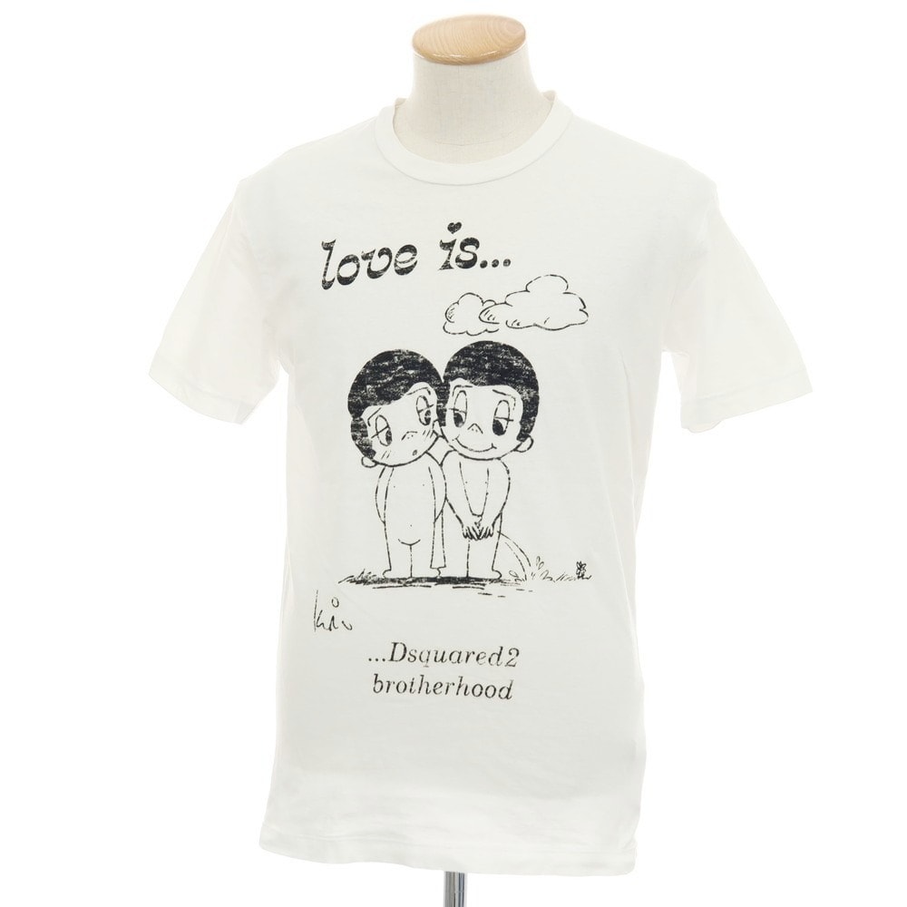 【中古】ディースクエアード DSQUARED2 コットン クルーネック 半袖Tシャツ ホワイト【サイズXS】【メンズ】