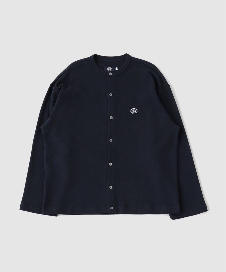 SOL soonerorlater Waffle Crewneck Cardigan "Navy"