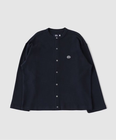 SOL soonerorlater Waffle Crewneck Cardigan "Navy"