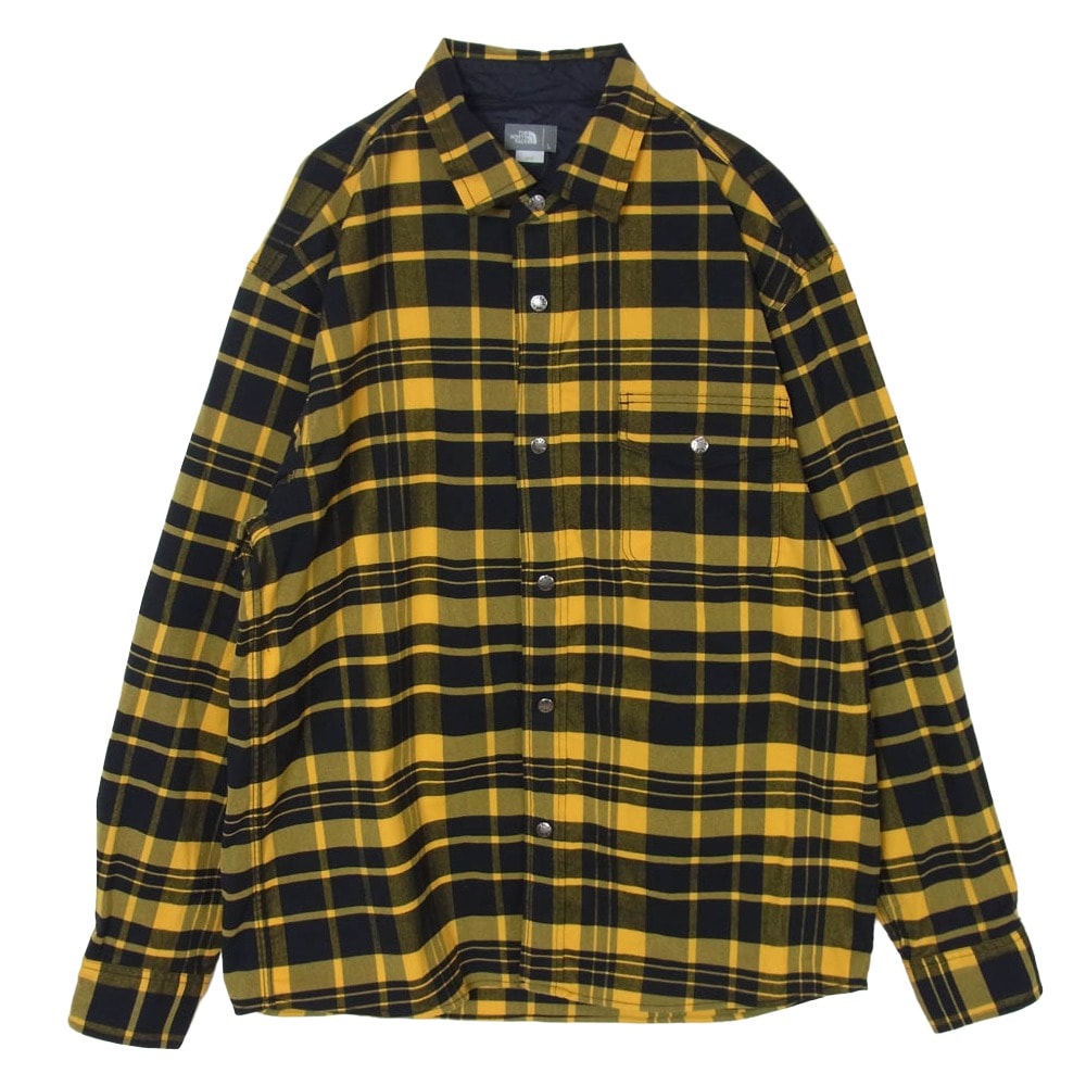THE NORTH FACE ノースフェイス NR62031 L/S Stretch Flannel Shirt ロングスリーブ ストレッチ フランネル チェック柄 長袖 シャツ イエロー系 L【中古】