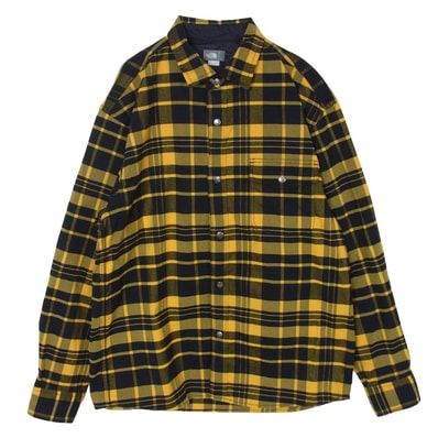 THE NORTH FACE ノースフェイス NR62031 L/S Stretch Flannel Shirt ロングスリーブ ストレッチ フランネル チェック柄 長袖 シャツ イエロー系 L【中古】