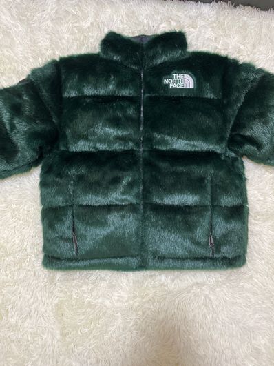 Supreme x The North Face Faux Fur Nuptse Jacket "Green"