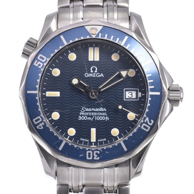 オメガ OMEGA 2561.80 シーマスタープロフェッショナル 300m デイト ブルー クォーツ ボーイズ 保証書付き 腕時計 K#148093