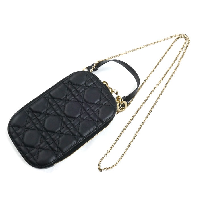 Dior ディオール レディディオール カナージュ フォンホルダー 2Wayショルダーバッグ ブラック S0872ONMJ_M900 レディース【中古】【美品】