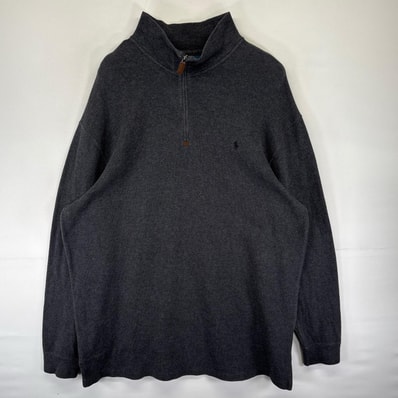 古着 ポロバイラルフローレン Polo by Ralph Lauren スウェット ハーフジップ ワンポイントロゴ 刺繍 2XLT グレー系 無地 メンズ