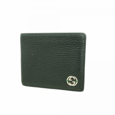 【6ed4123-k】グッチ 財布 インターロッキングG 610466 レザー ブラック シルバー金具【中古】メンズ