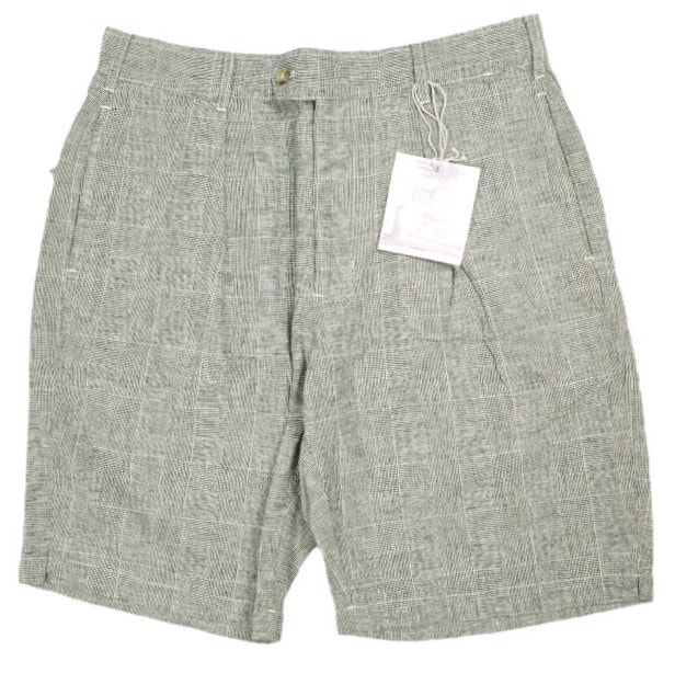 新品 Engineered Garments エンジニアードガーメンツ アメリカ製 Sunset Short - CL Glen Plaid サンセットショーツ コットンリネン グレンチェック S Gray 1タック ショートパンツ ボトムス g25271