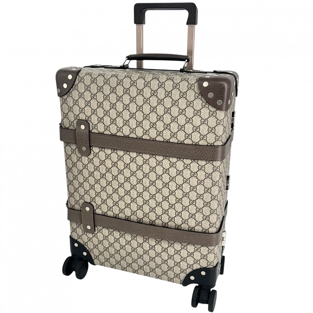 GUCCI グッチ キャリーバッグ グローブトロッター コラボ GGキャリーオンバッグ トランク スーツケース 533618 GGスプリームキャンバス レザー ベージュ ブラウン 茶 シルバー金具 ユニセックス【中古品】