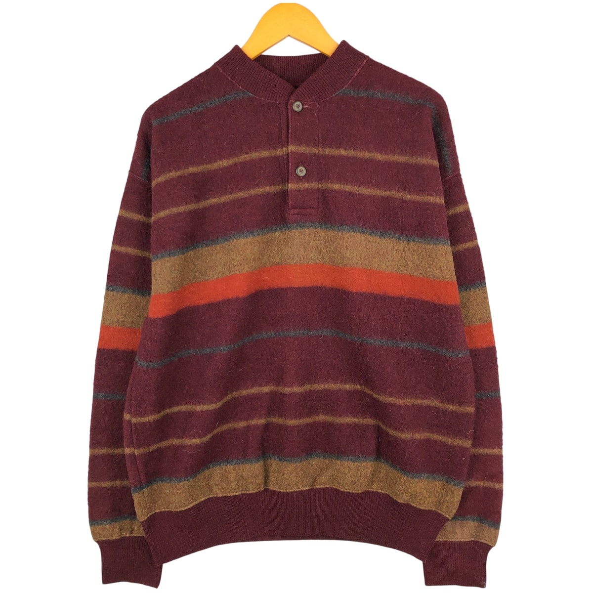 古着 90年代 ティンバーランド Timberland WATERPROOF ボーダー柄 ヘンリーネック コットンニットセーター メンズS相当 ヴィンテージ/eaa606500
