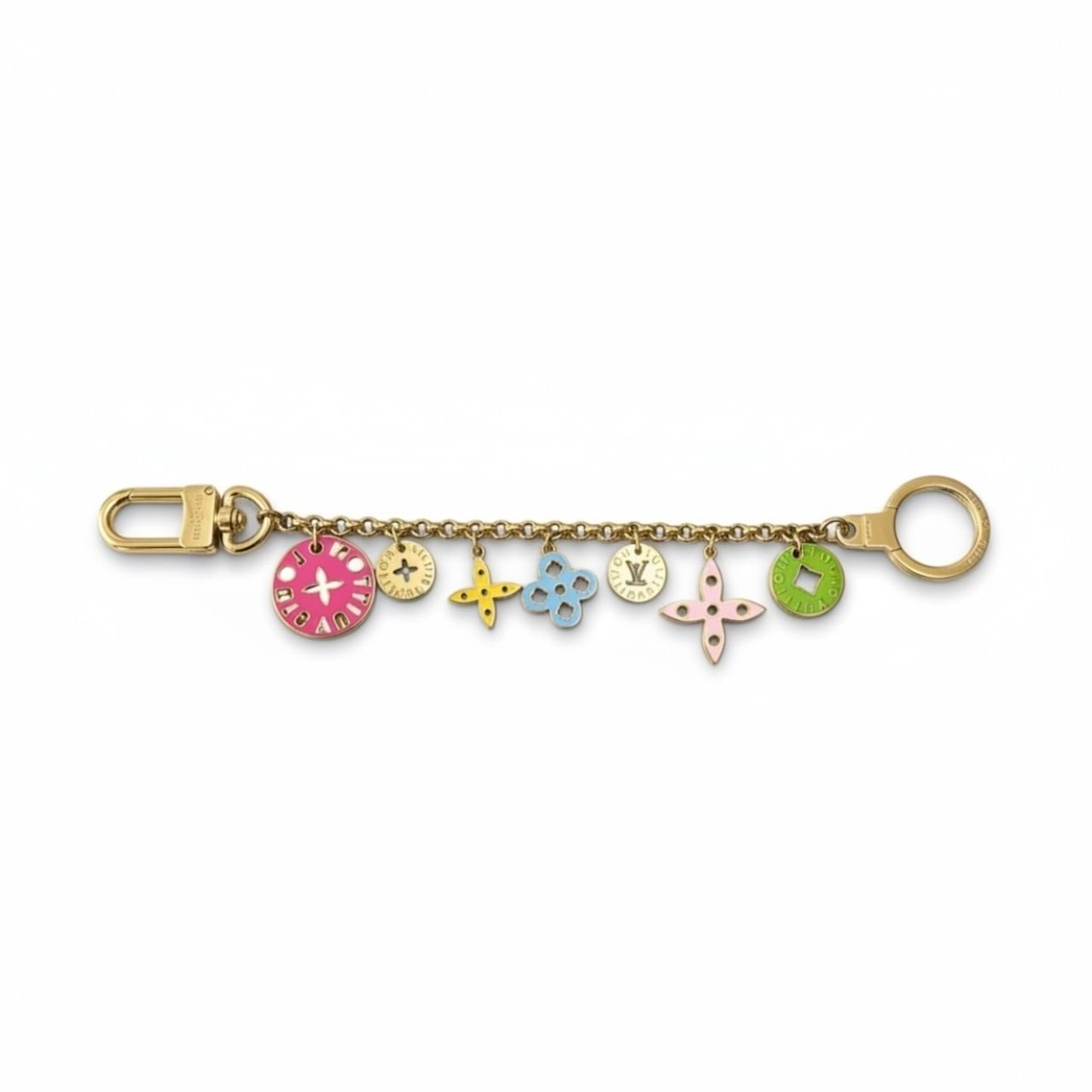 LOUIS VUITTON ルイヴィトン ポルト クレ シェンヌ ルーピング キーホルダー バッグチャーム マルチカラー メタル キーホルダー A3-00055 【中古】