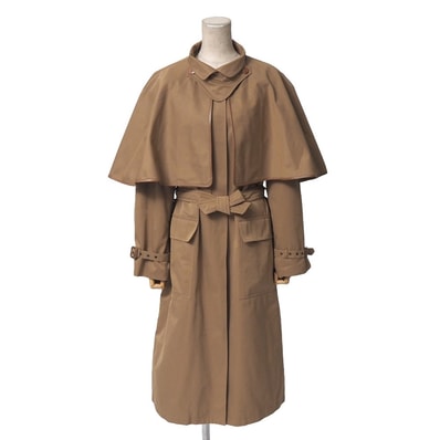 OLD GUCCI オールドグッチ ヴィンテージ トレンチコート サイズ42 ベルテッド ロングコート レザートリム イタリア製 ブランド古着【中古】20260316/RA8366