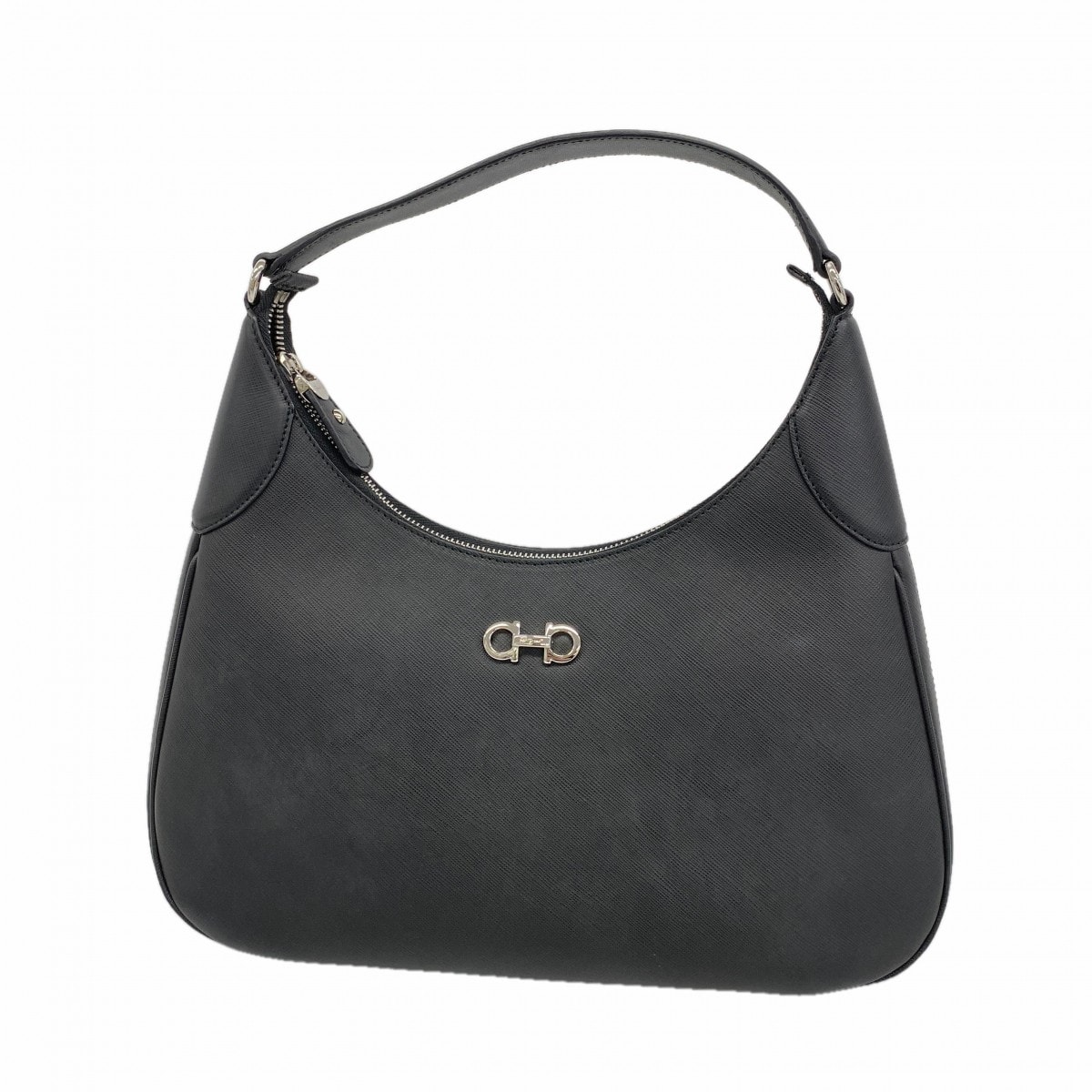 【6cd5744】サルヴァトーレフェラガモ ハンドバッグ ガンチーニ レザー ブラック シルバー金具【中古】レディース